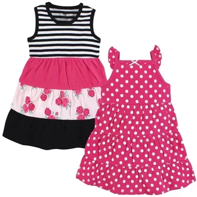 Платья Hudson Baby с коротким рукавом и цветочным рисунком в розовый горошек 2pk