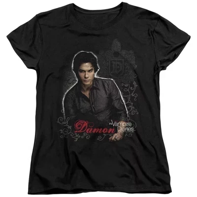 Женская футболка The Vampire Diaries Деймон, черная