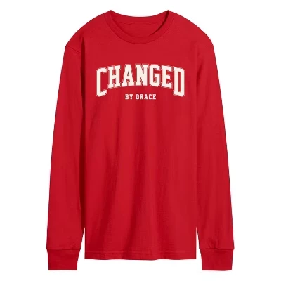 Мужская футболка Changed By Grace Collegiate с длинным рукавом и графическим рисунком, красная