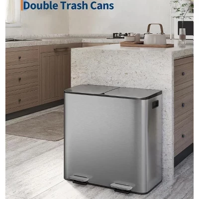 Двойное мусорное ведро CuisinSmart, серое