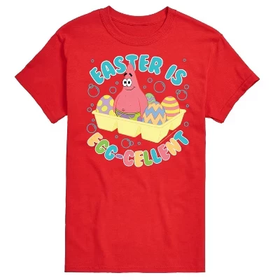 Мужская футболка с коротким рукавом SpongeBob Squarepants - Easter Is Egg-cellent Patrick, красная