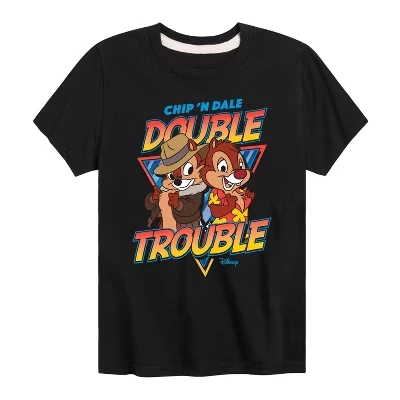 Футболка для мальчиков - Спасатели Чип и Дейл - Double Trouble с коротким рукавом и рисунком, черная