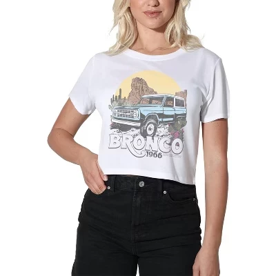 Женская футболка Bronco Desert 1966 с ярким кроп-топом белого цвета