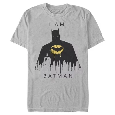 Мужская футболка Batman I Am Gotham Drip серебристого цвета
