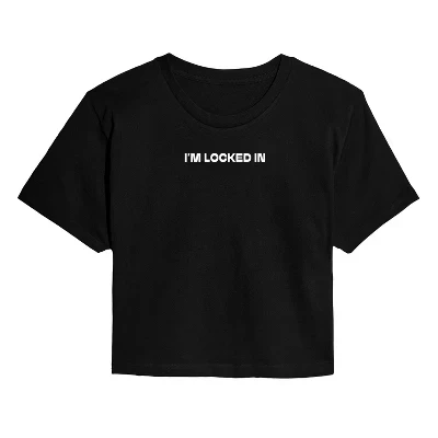 Women's -  - I'm Locked In Cropped Graphic T-Shirt black