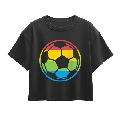 Футболка Retro Circle Soccerball с коротким рукавом и квадратным рисунком черного цвета