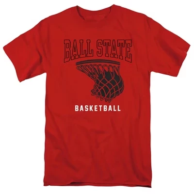 Мужская футболка с баскетбольным кольцом Ball State University, красная
