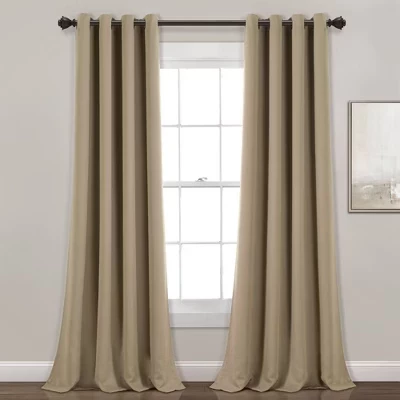 Комплект из 2-х плотных штор с утепленным верхом на люверсах - Lush Décor mocha