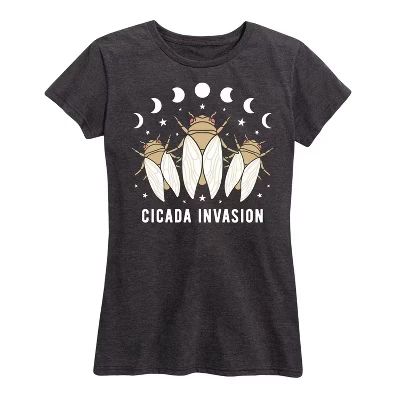 Женская футболка Cicada Invasion с коротким рукавом и графическим рисунком heather charcoal