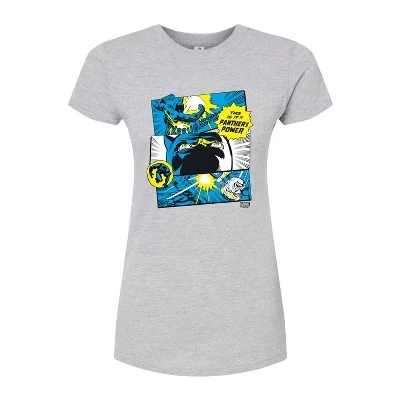 Women's -  - Black Panther Comic Panels Fitted Graphic T-Shirt gray
