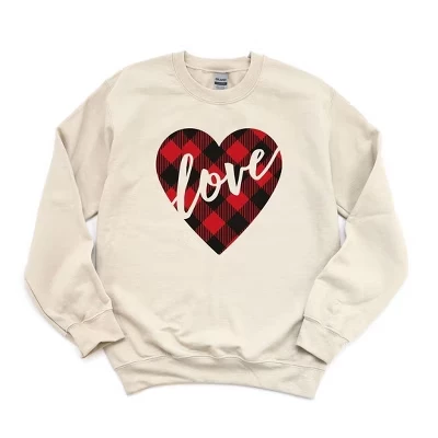 Женская толстовка с рисунком Buffalo Plaid Love Heart dust
