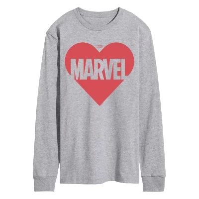 Мужской лонгслив Marvel «Сердце», серый меланж