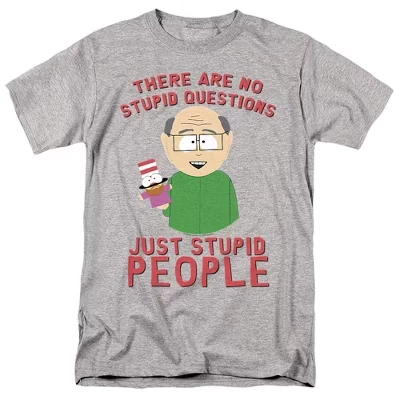 Мужская футболка South Park No Stupid Questions, серый меланж