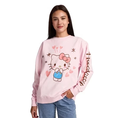 Женский флисовый свитшот Sanrio Hello Kitty Hearts & Stars, розовый
