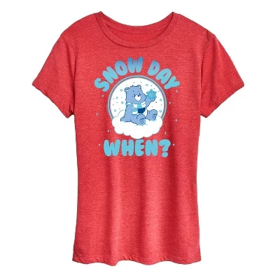 Женская футболка Care Bears Snow Day When с принтом, красная