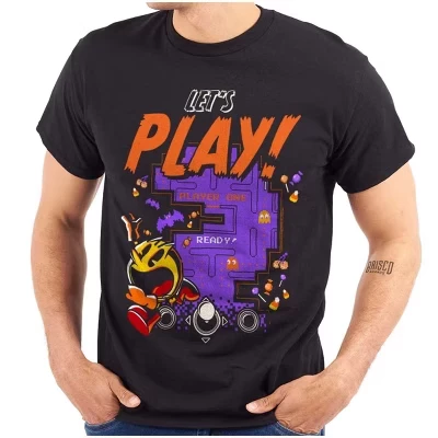 Футболка с рисунком PACMAN Halloween Lets Play Ghosts для мужчин или женщин Brisco Brands черная