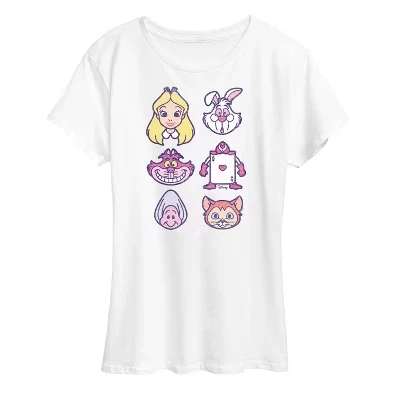 Women's -  - Character Face Grid Short Sleeve Graphic T-Shirt white