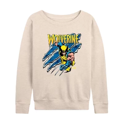 Women's -  - Wolverine Slash Lightweight French Terry Wide Neck Long Sleeve Graphic Shirt birch