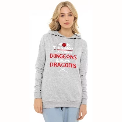 Женский пуловер с капюшоном Dungeons Dragons Mother's Day Slay Dragons серый