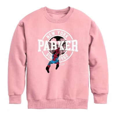 Peter Parker Graphic Long Sleeve Fleece Sweatshirt mauve