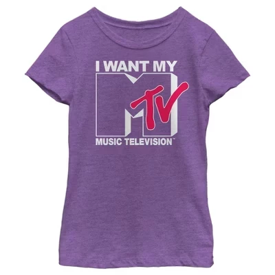Футболка MTV «I Want My Music» для девочек, фиолетовая