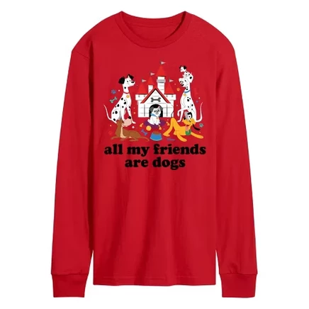 Men's -  - Cats & Dogs Long Sleeve Graphic T-Shirt red