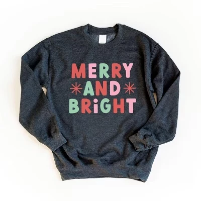 Женская толстовка с рисунком в стиле ретро Merry and Bright Stars dark heather