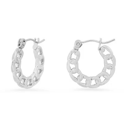 Женские серьги-кольца Steeltime из стали, серебряные