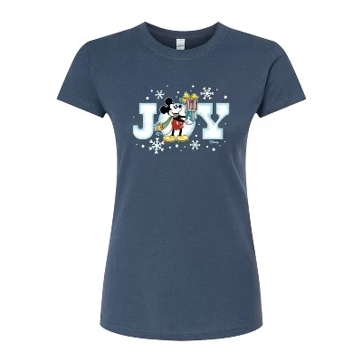 Женская приталенная футболка с рисунком Joy Mickey цвета индиго