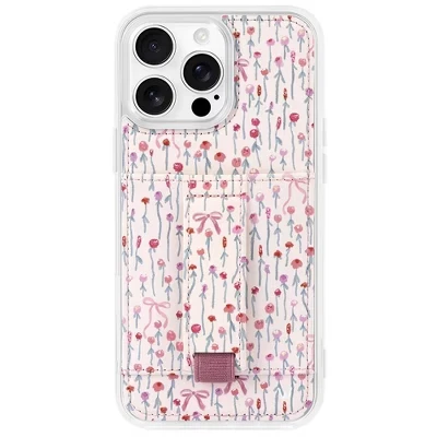 Чехол Walli для iPhone 16 Plus с кошельком и ремешком, розовый
