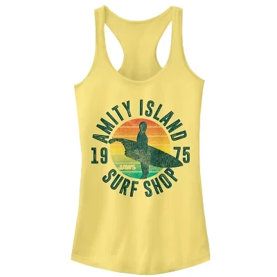 Женская спортивная майка-банан Jaws Retro Amity Island Surf Shop Racerback для юниорок в стиле ретро.