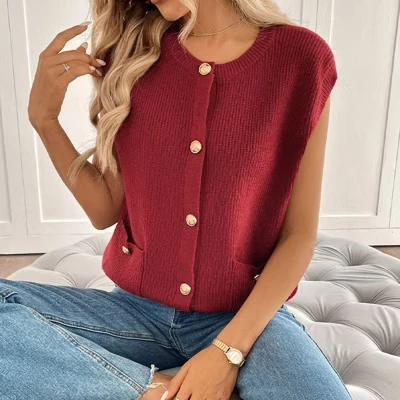 Женская вязаная безрукавка Yesfashion, красная