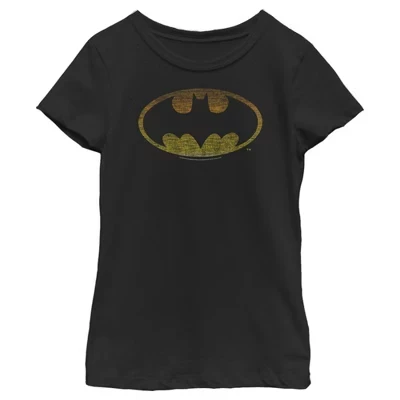 Футболка для девочек Batman, классический логотип, черная