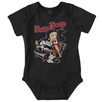 Детское боди-джемпер Betty Boop Cartoon Lounge Singer для девочек лицензионного черного цвета