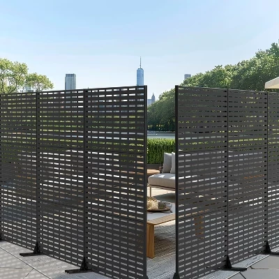Перегородочный экран Abraham Grid из белого оцинкованного листа 72x47x16 дюймов, комплект из 3 предметов, Комплект из 3 предметов, черный