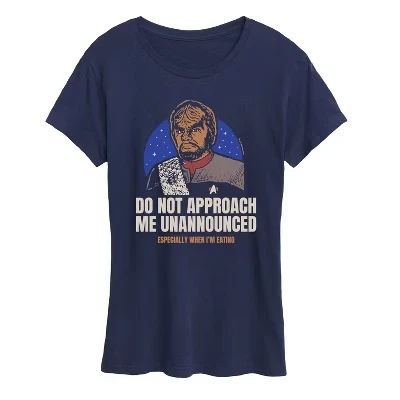 Женская футболка с коротким рукавом Worf Do Not Approach Me с графическим рисунком