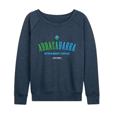 Женская легкая махровая рубашка с логотипом Abracadabra, широким вырезом и длинным рукавом, с графическим рисунком цвета Хизер индиго.