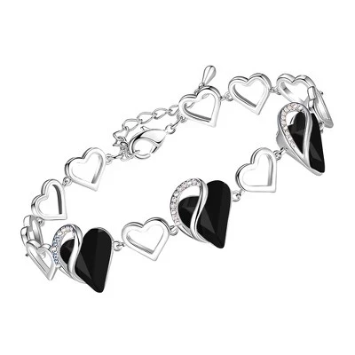 Браслет с кристаллами Infinity Love Heart, посеребренный, регулируемая цепочка 7 “+ 2” 09c-сентябрь-целебный камень для здоровья-радужно-голубой