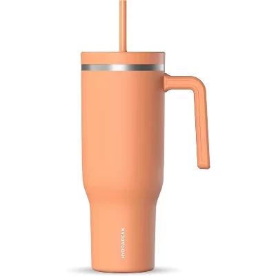 Стакан Hydrapeak Voyager из нержавеющей стали объемом 40 унций, изолированная бутылка для воды с соломинкой, удобная для использования в качестве подстаканника Многоразовая дорожная кружка с абрикосовой крошкой