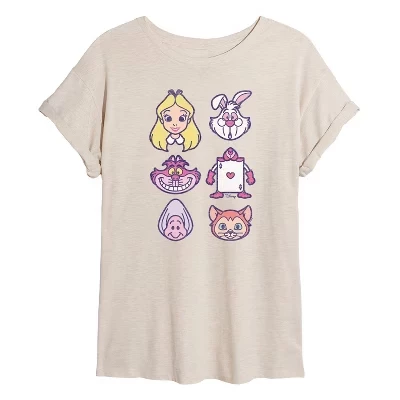 Women's -  - Character Face Grid Oversized Graphic T-Shirt birch