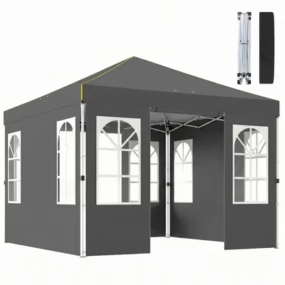 Палатка с выдвижным навесом размером 9, 6x9, 6 футов с боковыми стенками, устанавливается одним нажатием, Портативное навесное укрытие UPF50+ с мешками с песком