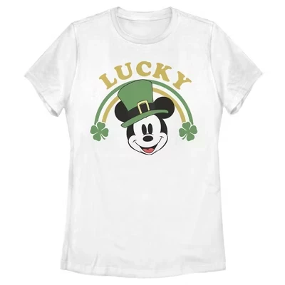 Женская футболка Mickey & Friends Lucky Rainbow белого цвета