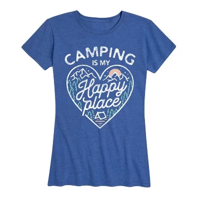 Женская футболка с коротким рукавом Camping Is My Happy Place с графическим рисунком