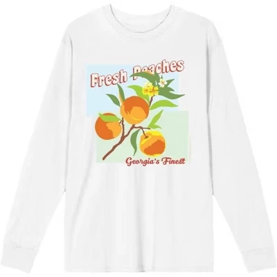 Футболка с длинным рукавом Natural World Fresh Peaches - лучшая футболка для взрослых в Джорджии белого цвета