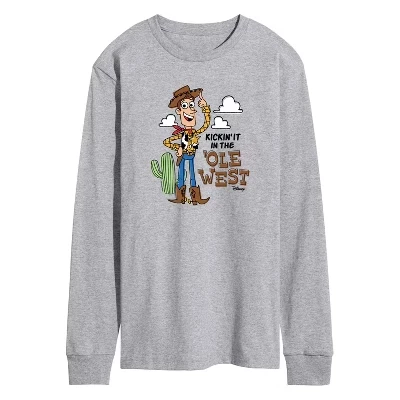 Мужская футболка с длинным рукавом Kicking It In The Ole West с графическим рисунком athletic heather