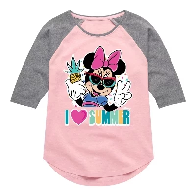 Футболка Disney I Love Summer для девочек, розовая
