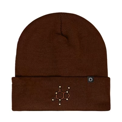 Теплая зимняя вязаная шапка Science Beanie с вышивкой Molecule для мужчин коричневого цвета