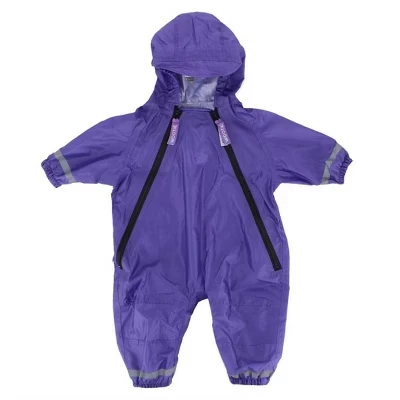 Toddler Waterproof Rainsuit with Reflective Stripes by Wootie purple