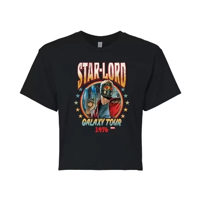 Женская футболка в стиле Guardians of the Galaxy Star Lord Band с укороченным рисунком, черная