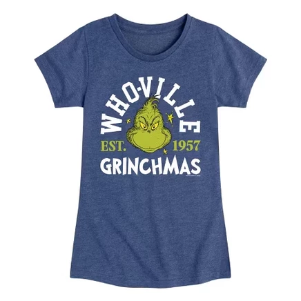 Футболка для девочек The Grinch Grinchmas, темно-синяя